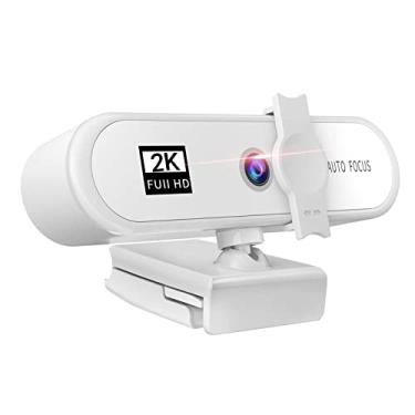 Imagem de Webcam HD 1080P/2K/4K, câmera web de foco automático com tampa de privacidade e tripé, ângulo de 120 graus - branco 2k