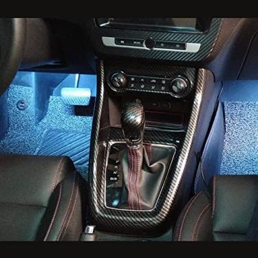 Imagem de GZBFTDH carro acessórios de carro para painel de câmbio, para MG ZS 2017-2020 fibra de carbono controle central botas de câmbio botões moldura aparar adesivo Auto interior peças