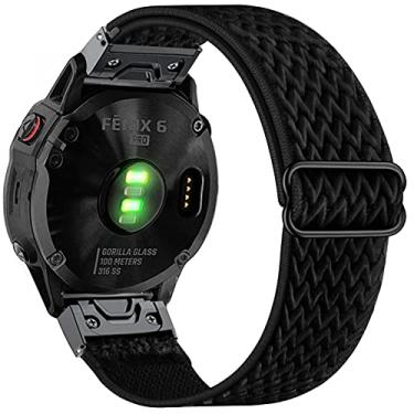 Imagem de Abanen Pulseiras elásticas para relógio Fenix 6/Fenix 5, 22 mm, pulseira de nylon elástica macia e fácil de ajustar para Garmin Instinct, Fenix 6 Pro/Sapphire, Fenix 5/5 Plus, Quatix 6/5, Approach S62 (preto)
