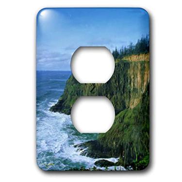 Imagem de 3dRose Capa de tomada com 2 plugues para pintura a óleo digital da Oregon Coast High Cliffs Bounding Waves Ocean lsp_24852_6