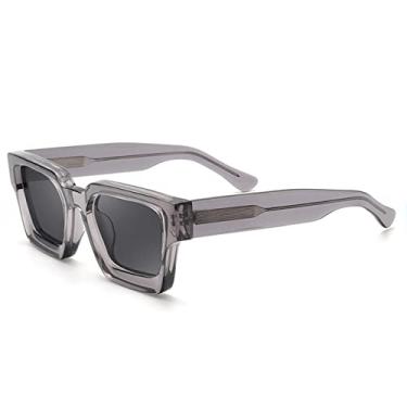 Imagem de Óculos de Sol Quadrado de Acetato de Cristal Grosso Óculos de Condução Feminino Óculos UV400,C03 Cinza,A