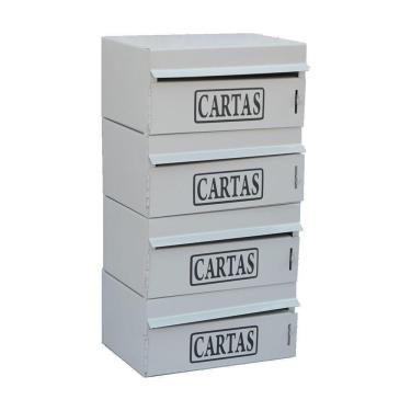 Imagem de Caixa Correio Condomínio Frontal Para Muro Cinza 4 Módulos