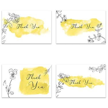 Imagem de Tree-Free Greetings Cartões de agradecimento com envelopes brancos para simpatia, chá de bebê, formatura, 10 x 15 cm, conjunto de 48, pêsames florais douradas (TA61402)