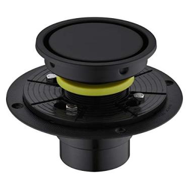 Imagem de Orhemus Dreno de chuveiro com design redondo de 10 cm com flange de base de drenagem de chuveiro ajustável, Dreno de piso de aço inoxidável SUS 304 com cobertura removível de grelha de inserção de azulejo, acabamento preto fosco