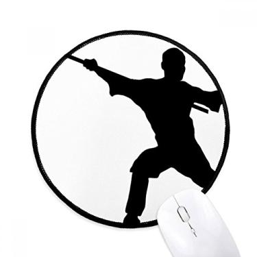 Imagem de DIYthinker Kung Fu Arte Marcial Chinesa Shaolin Stick Mouse Pad Desktop Office Tapete Redondo para Computador