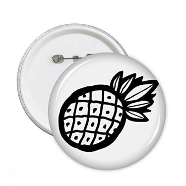 Imagem de Broche de linha de abacaxi preto desenho de frutas alfinetes redondos com emblema de botão para decoração 5 peças