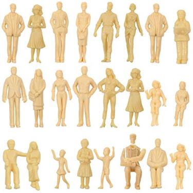 Imagem de P2501B 24 peças de modelos arquitetônicos 1:25 bonecos sem pintura, escala G, pessoas sentadas e em pé, modelo ferroviário novo