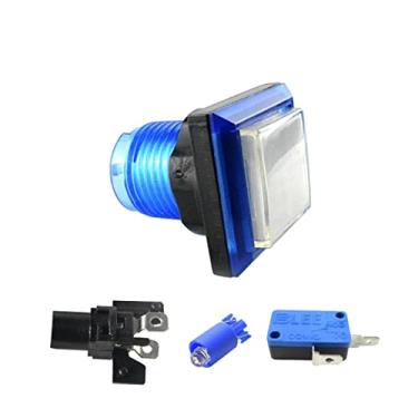 Imagem de TECKEEN Botões quadrados transparentes iluminados 12 V lâmpada LED com microswitch 33 x 33 mm