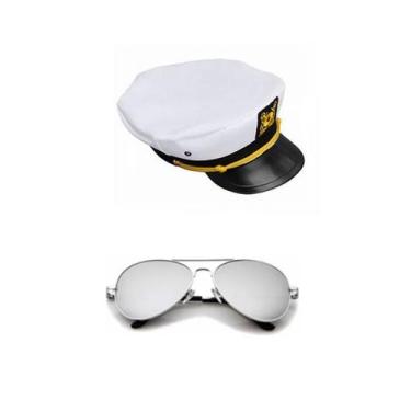 Imagem de Fantasia De Marinheiro Quepe E Óculos Espelhado - 2 Peças - Cm Present