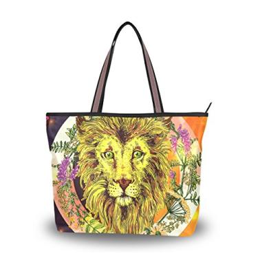 Imagem de Bolsa de ombro feminina My Daily com flor de leão tropical, Multi, Large