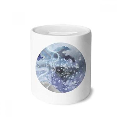 Imagem de DIYthinker Caixa de moedas de cerâmica com sombreamento de tinta abstrata para presente de cofrinho