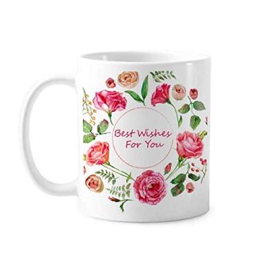 Imagem de Caneca de cerâmica com estampa de arbusto de rosas vermelhas Caneca de porcelana de café