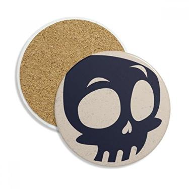 Imagem de Caneca de porta-copos de esqueleto com olhos grandes de Halloween para proteção de mesa, pedra absorvente