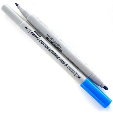 Imagem de Caneta Marcador Artístico Marvy Uchida Cartoon Designer Ponta Dupla no. 10 light blue 1900B