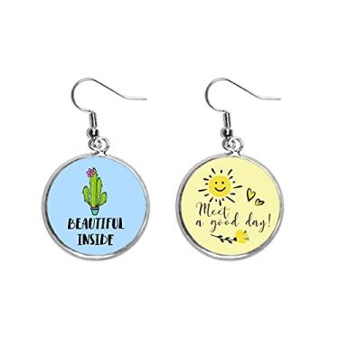 Imagem de Lindo cacto Iside Art Deco presente moderno brinco de flor de sol joia moderna