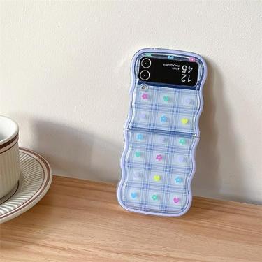 Imagem de Capa de telefone estilo xadrez flor lua estrela para Samsung Galaxy ZFlip 4 3 ZFlip5 Zflip4 capa rígida suporte de concha sólida, 02, para Samsung Z Flip 5
