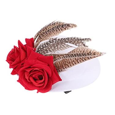 Imagem de PACKOVE Chapéu Grampo De Cabelo Década De 1920 Clipe De Chapéu Clipe De Flor Fascinator Chapéus De Festa Fascinator Véu Preto Flor Artificial Branco Mulher As Flores Pena Artificial