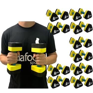 Imagem de Kit 10 Pares Halteres Hidroginástica em EVA 1 à 2kg DF1104-P Preto/Amarelo Dafoca Sports