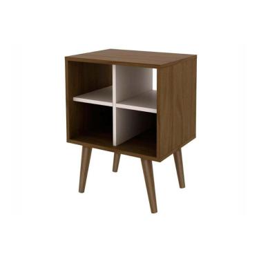Imagem de Mesa Lateral p/ Sala E1720 c/ 4 Nichos Capuccino/Off White - Tecno Mobili