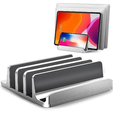 Imagem de Suporte vertical para laptop [versão atualizada], suporte de mesa de alumínio com economia de espaço com base ajustável compatível com todos os livros MacBook/HP/Dell/Surface/Samsung/Chrome (prata)