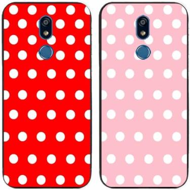 Imagem de 2 peças de capa de telefone traseira de silicone em gel TPU com bolinhas vermelhas e rosa para LG Series (LG K40)