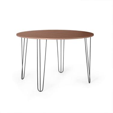 Imagem de Mesa De Jantar Redonda 6 Lugares 120cm Base De Ferro Hairpin Noronha - Straub Web