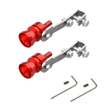 Imagem de Jawmoy Apito turbo para carro, apito de alumínio turbo som, silenciador de escape, amplificador de som, 10,3 x 5,9 cm, apito de tubo traseiro para a maioria dos carros, motocicletas (vermelho)