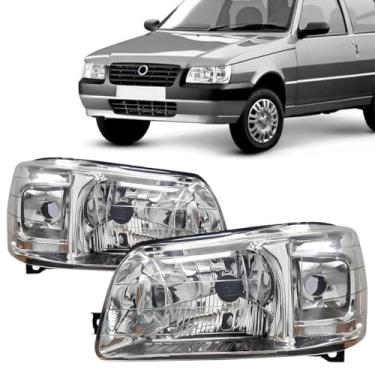 Imagem de Par Farol Fiat Uno Mille Fire 04/13 Direito E Esquedo Cromado