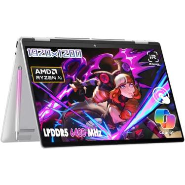 Imagem de Hp Envy 2024 AI 2 em 1 35.6 cm Wide Ultra XGA Laptop com tela sensível ao toque, AMD Ryzen 5 8640HS, AMD FreeSync, Wi-Fi 6E, BT 5.3, KB retroiluminado, Win 11 com caneta Stylus (16 GB RAM | SSD PCIe