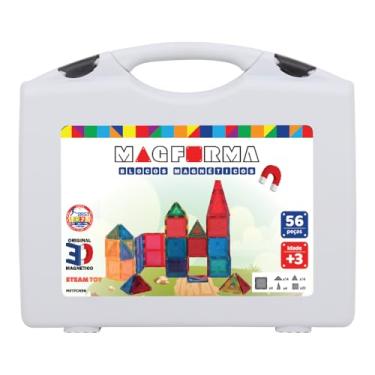 Imagem de Blocos Magnéticos Magforma 56 peças jogos magnéticos educativo