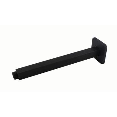 Imagem de Cano Tubo Preto Fosco Braço Suporte Quadrado de Metal Teto 24 cm P/ Du
