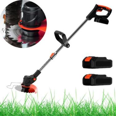 Imagem de Cortador De Grama Elétrico Roçadeira 21 V com 2 Bateria Recarregáveis 