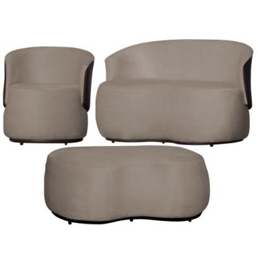 Imagem de Kit 1 Poltrona 1 Namoradeira e 1 Puff Grande Suede Estilo Orgânico Bea