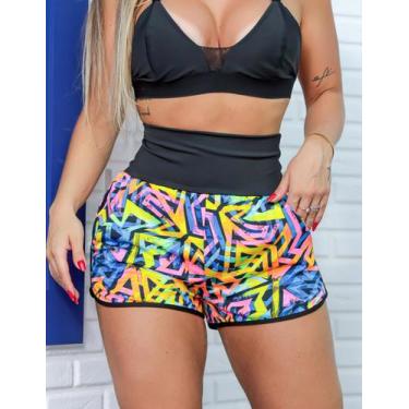 Imagem de Short Feminino Estampado para Corrida Running com Bolsos e Detalhes La