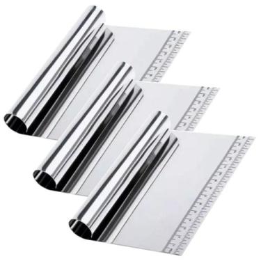 Imagem de 3 Espátula Raspadora Aço Inox Para Massas Pão Bolo Com Régua - NAVY+HO