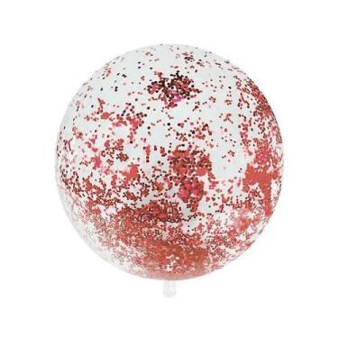 Imagem de Balão Bubble Transparente com Confete Hexagonal Rose - 11" 26cm - 1 un