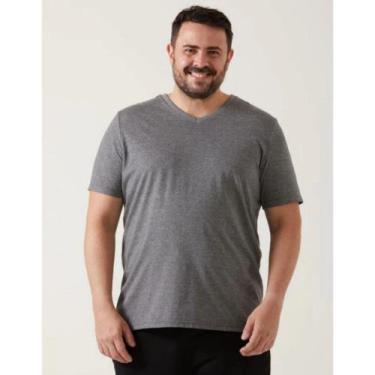 Imagem de Camiseta Básica Masculina Malwee Plus Size Gola V Ref. 87848, Cinza es