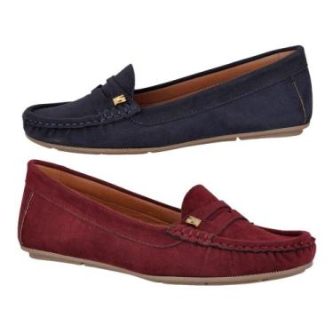 Imagem de Kit 2 Mocassins Femininos Super Conforto em Camurça - Novo Hábito, Vin