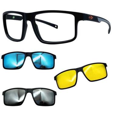 Imagem de Oculos Mormaii Swap 5 6127 APJ Preto Fosco Com 3 Clipons, Azul, Prata,