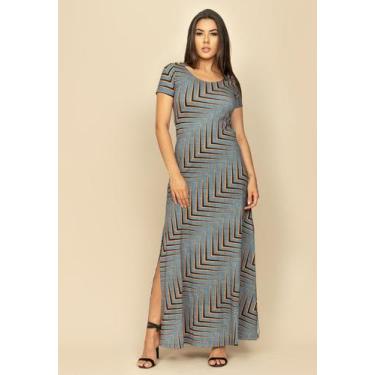 Imagem de Vestido Longo Malha Gola Canoa Manga Curta Estampa Murici - Amazonia V