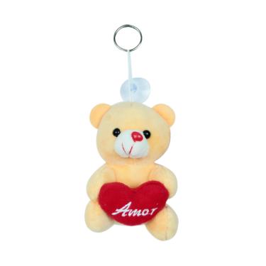 Imagem de Mini Ursinho De Pelúcia Chaveiro Ventosa Com Coração 10cm