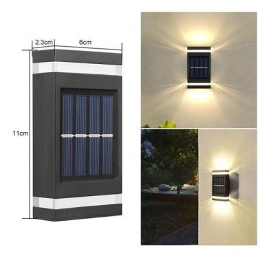 Imagem de Kit 6 Arandela Solar 2 Focos Parede Slim 6 Facho Led Externa - Goldens
