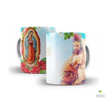 Imagem de Caneca Católica, Jesus o Bom Pastor e Nossa Senhora - Live