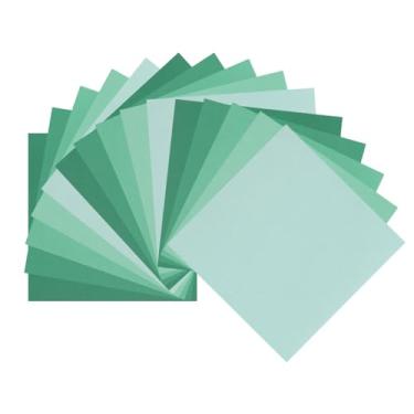 Imagem de DMiotech 50 folhas de papel de origami de 19 x 19 cm grande, papel de origami quadrado verde, 7 cores, papel colorido dupla face fácil de dobrar para artes e artesanato DIY
