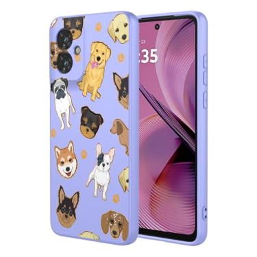 Imagem de KOARWVC Capa de telefone para Moto G55, capa Motorola G55 design de padrão de gato fofo capa protetora fina de TPU macio para celular Motorola Moto G55 roxo cachorro