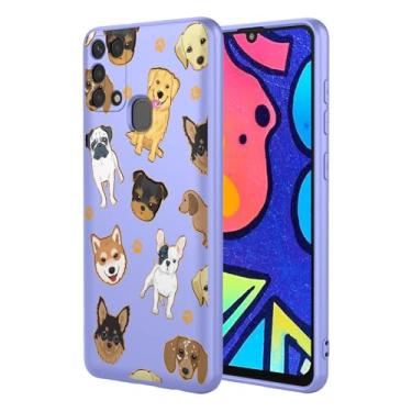 Imagem de KOARWVC Capa de telefone para Samsung Galaxy M31, capa para Samsung Galaxy M21S, design de padrão de gato fofo, capa protetora fina de TPU macio para celular Samsung M21S, Samsung M31, cachorro roxo