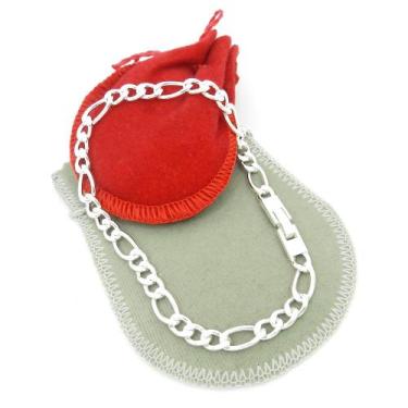 Imagem de Pulseira Masculina 24cm 6mm Largura Folheada Prata PL230 - WNBIJOUTERI