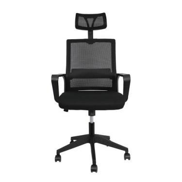 Imagem de Cadeira de Escritório Giratória Malha Mesh Preta com Suporte - EVOLUX 