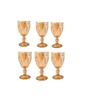 Imagem de Conjunto 6 Taças p/ Água de Vidro Diamond 325 ml - Lyor, Ambar
