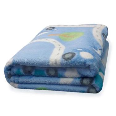 Imagem de Manta bebe Infantil Berço Carros Azul Soft Microfibra Enxoval Bebe Men